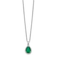 thumbnail image 3 of Auriga Fine Jewelry 925 Sterling Silver Rhodium Simulated Emerald and CZ Necklace for Women 18", 3 of 6