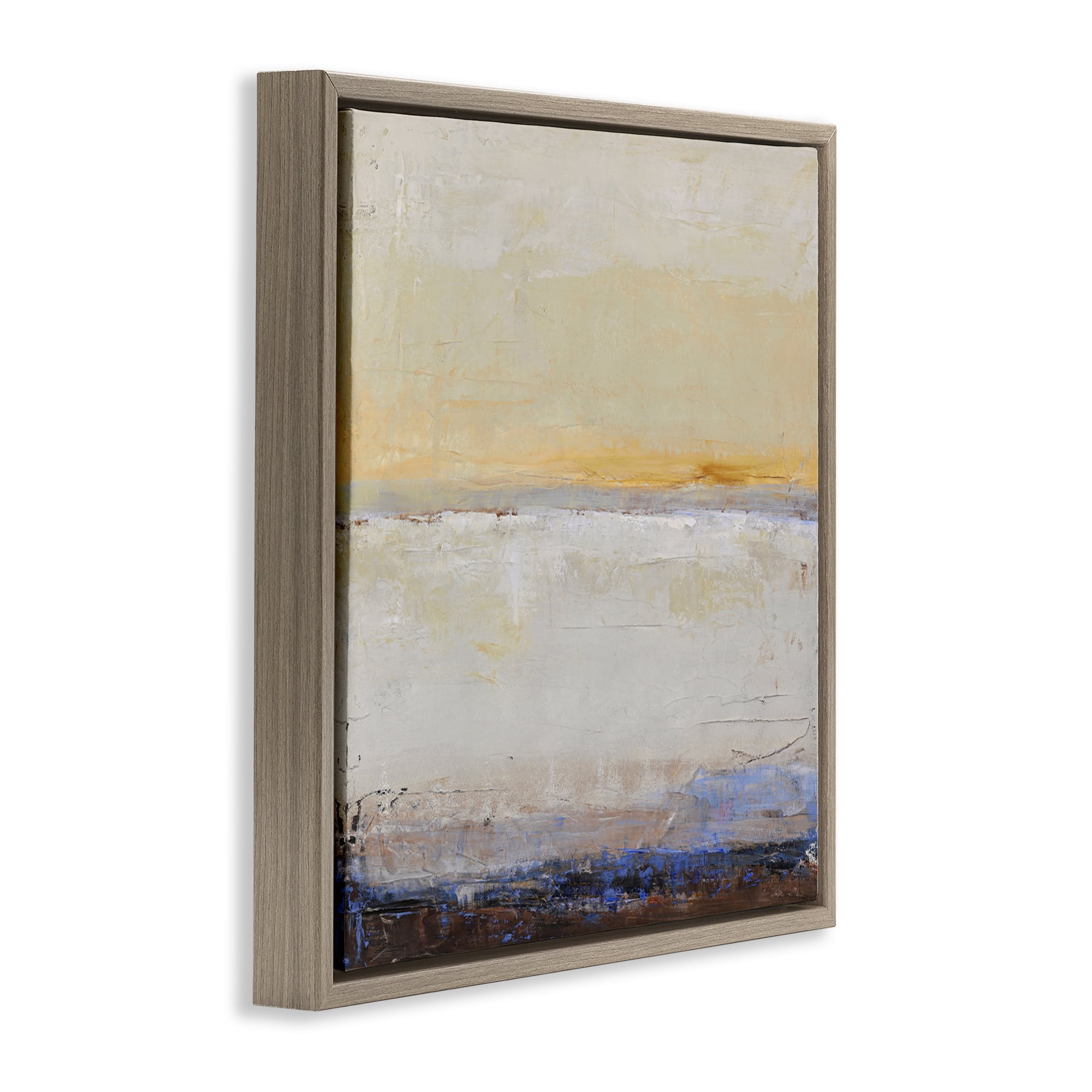 Sweeping Subtle Horizon Brown Framed Floater Canvas Wall Art, design by Design Fabrikken