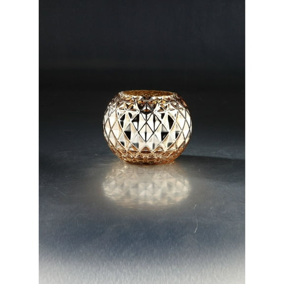 CC Home Furnishings 7” Metallic Gold Diamond Pattern Glass Vase