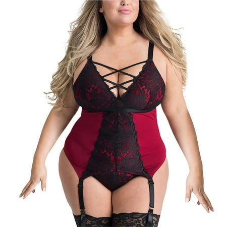 

JDEFEG Lingerie for Women Womens Corsets Lingerie Women Elastic Plus Size Stretchy with Garter Pajamas Underwear Lingerie Corset Top Womens Lingerie Lace Red Xxxxl