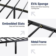 Allewie Full Bed Frame, Metal Platform Bed Frame with Wooden Headboard, 12.4 Under-Bed Storage, Brown