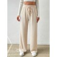 thumbnail image 3 of Niceyoeuk Women Knit Wide Leg Pants Textured Bow Loose Casual Sweater Trousers, 3 of 6