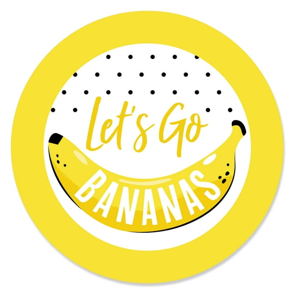 Big Dot of Happiness Let's Go Bananas - Tropical Party Circle Sticker Labels - 24 Count