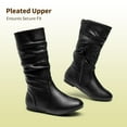 thumbnail image 2 of BURUDANI Girl's Kid's Cute Zipper Flat Heel Mid Calf Boot Shoes BLVD-K BLACK/PU Size 9, 2 of 5