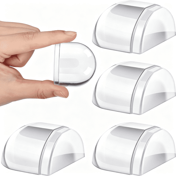 LQSEO 4 Pieces Floor Door Stopper No Drill Shower Door Stopper Self Adhesive Rubber Bumper Wall Protectors Acryli Floor Buffers Wall Buffers for Protection Furniture