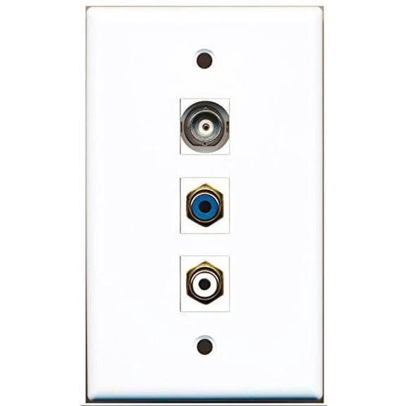 RiteAV - 1 Port RCA White and 1 Port RCA Blue and 1 Port BNC Wall Plate
