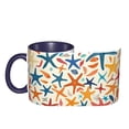 thumbnail image 4 of Starfish Shells Coffee Mug Fun Custom Ceramic Mugs 11oz Navy Blue, 4 of 5