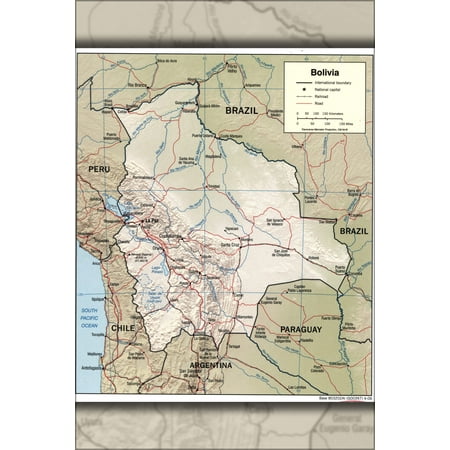 24"x36" Gallery Poster, cia map of Bolivia 2006