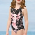 thumbnail image 3 of SEANATIVE Pink Sakura Kids Bathing Suit One-Piece Quick Dry Axolotl Tankini Swimsuit for Girls Lightweight Swimwear Body Suits Size 13-14 Years, 3 of 7