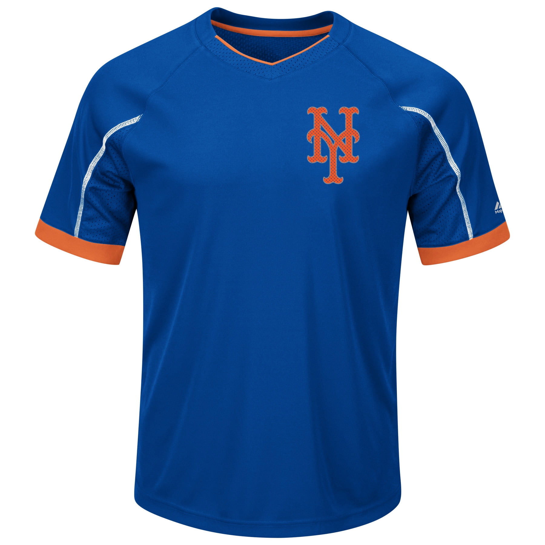 New York Mets Majestic Big & Tall Emergence V-Neck T-Shirt Royal Orange by Profile