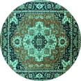 thumbnail image 1 of Ahgly Company Indoor Round Persian Turquoise Blue Traditional Area Rugs, 6' Round, 1 of 4