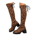thumbnail image 3 of EliteGoogv Womens Leopard Print Over Knee Boots Crinkle Stacked Fold Shaft Chunky Heel Tall Boots For Women Winter Footwear US:6, 3 of 5