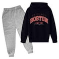 thumbnail image 1 of Kids Letter Printed Hoodie Pullover Set - Long Sleeve - Polyester, Soft Breathable, Autumn/Winter Wear, 3-14 Years Sizes, 1 of 2