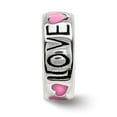 thumbnail image 3 of 925 Sterling Silver Reflections Pink Enameled Hearts Love Amour Spacer Bead; for Adults and Teens; for Women and Men, 3 of 4