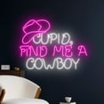 thumbnail image 2 of Handmadetneonsign Cupid Find Me A Cowboy Neon Sign, Cowboy Led Light, Western Neon Light, 2 of 5