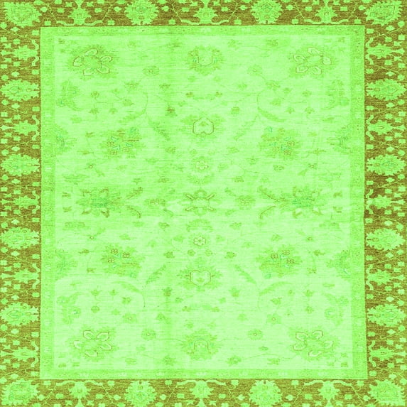 Ahgly Company Indoor Square Abstract Green Modern Area Rugs, 3' Square