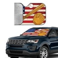 thumbnail image 4 of Fuzoiu American Flag And Baseball Print Car Windshield Sun Shade,Block Uv Rays Sunshade,Foldable Front Window Sun Visor Protector for Car,SUV,Truck-Keep Vehicle Cool-American Flag And Baseball, 4 of 8
