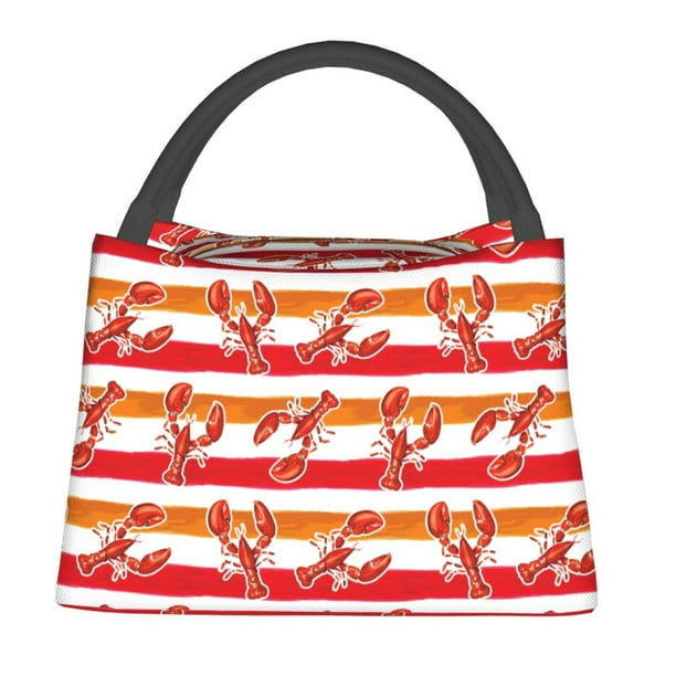 Fotbe Red Lobster Bolsa Térmica Portátil con Estampado, Bolsa de Entrega de Alimentos Aislada, Bolsa Reutilizable de Gran Capacidad para Comidas y Supermercado