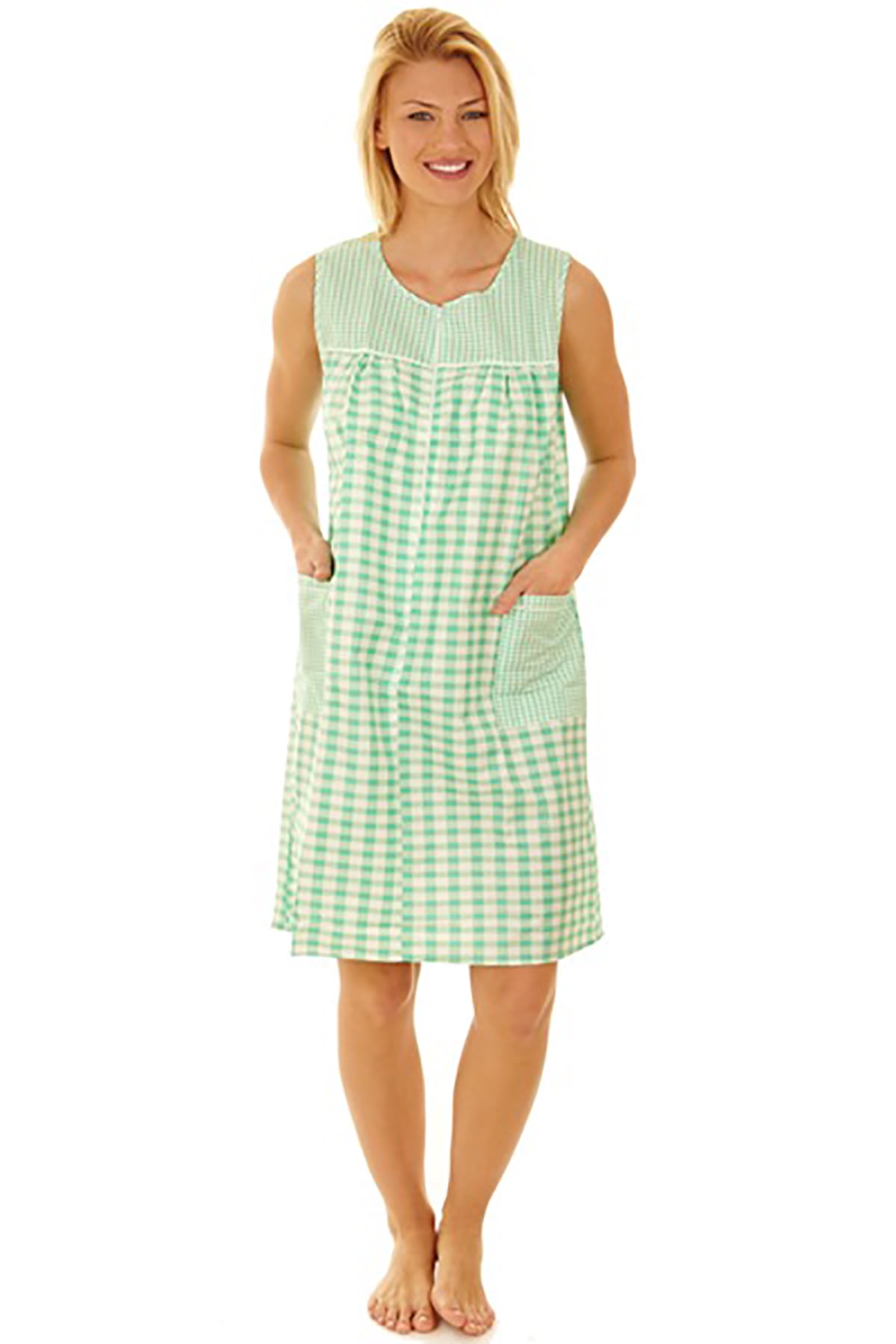 509 Women's Zipper Front House Dress Duster Sleeveless Housecoat