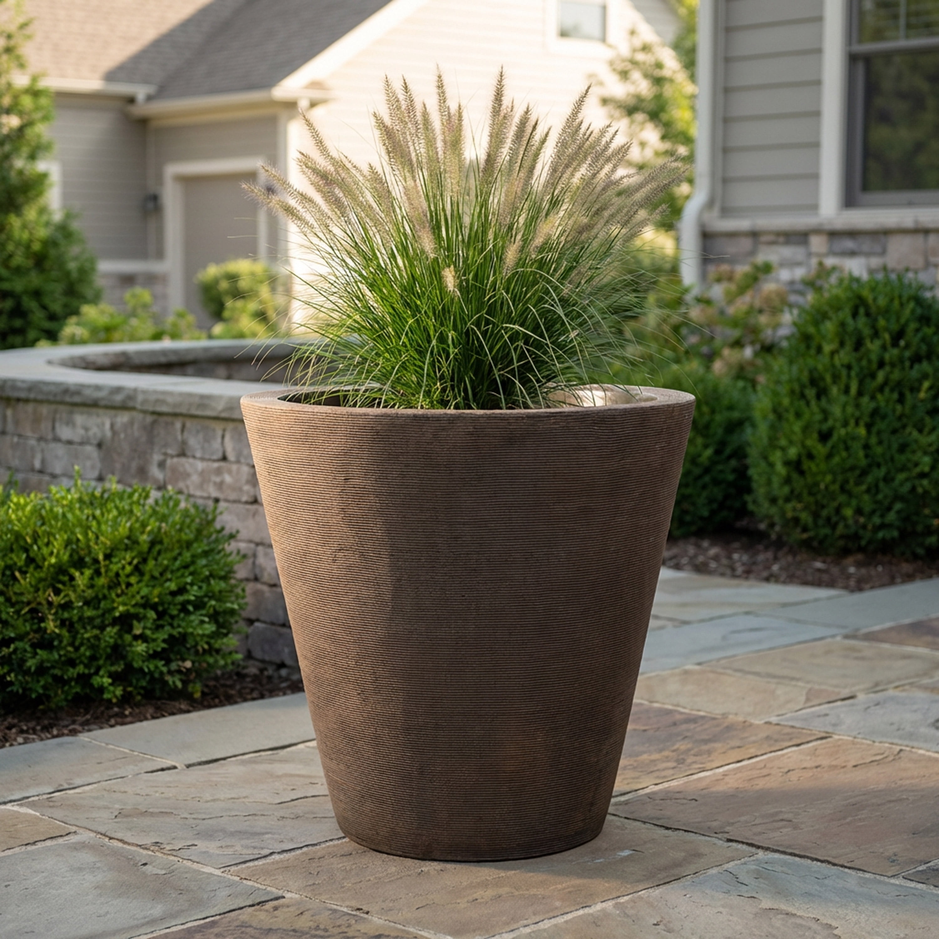 Algreen Olympus 20" Self-Watering Planter, Brownstone Resin