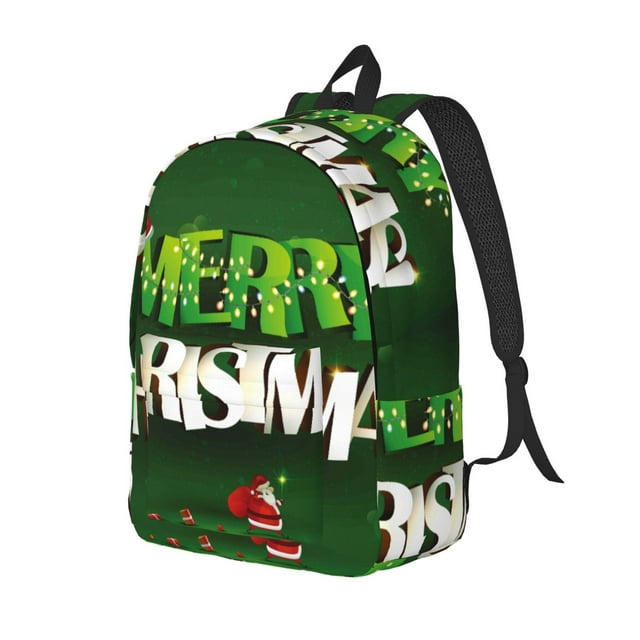 Vsdgher Merry Christmas Print Canvas Backpack Travel Rucksack Unisex Knapsack 15.7/17.7Inch Laptop Backpack for Work,College-Small