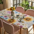thumbnail image 3 of Sunflower Vintage Table Cloths for 6 Foot Rectangle Tables, Colorful Flowers Summer Botanical Retro Art Patio Waterproof Elastic Fitted Tablecloths, Washable Rectangular Table Cover for Camping, 3 of 8