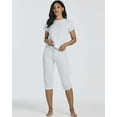 thumbnail image 2 of Real Essentials 2 Pack: Women's Cotton Pajamas Short Sleeve Tops and Capri Pants Pajama Sets with Pockets (Available In Plus), 2 of 6