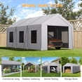 thumbnail image 5 of Dovov 10 x 20 ft Heavy Duty Carport, Portable Garage Metal Car Port Canopy Storage Shelter Tent with 6 Roll-up Ventilated Windows & Removable Sidewalls, Light Gray, 5 of 9