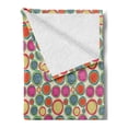 thumbnail image 2 of Colorful Soft Flannel Fleece Throw Blanket, Doodle Style Lively Colored Round Shapes with and Floral Motifs, Cozy Plush for Indoor and Outdoor Use, 50" x 70", Multicolor, by Ambesonne, 2 of 5