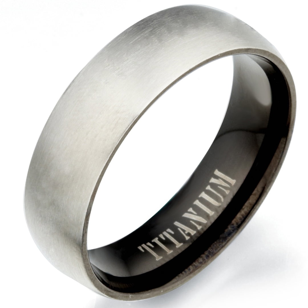 8.5 Gemini Groom /& Bride Two Tone Black /& Silver Brush /& Polish Titanium Wedding Ring Set Width 7mm /& 5mm Men Ring Size 7.5 Women Ring Size