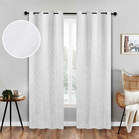 Superior Zuri Blackout Curtains, Grommet Header, Set of 2, 52" X 84", Snow White