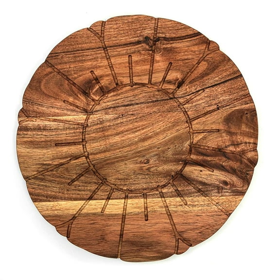 Aventura Design Sun Flower Shaped Wood Cutting Board for Kitchen, Wooden Serving Boards, Charcuterie Platter, Appetizer Board, Serving Board for Kitchen 13"L x 13"W