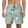 thumbnail image 2 of Picia Colorful Dog pattern Mens Swim Trunks with Compression Liner Stretch Beach Shorts Quick Dry with Zipper Pockets No-Chafing Board Shorts-, 2 of 9