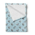 thumbnail image 2 of Swan Soft Flannel Fleece Blanket, Dark Color Swans on Pale Blue Backdrop with Little Black Circles and Red Dots, Cozy Plush for Indoor and Outdoor Use, 50" x 60", Grey Pale Blue Red, by Ambesonne, 2 of 5