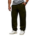 thumbnail image 4 of Cargo Sweatpants for Men Open Bottom Baggy Sweatpants Cozy Straight Leg Sweat Pants with Pockets Hiking Casual Athletic Pants Army Green M, 4 of 5