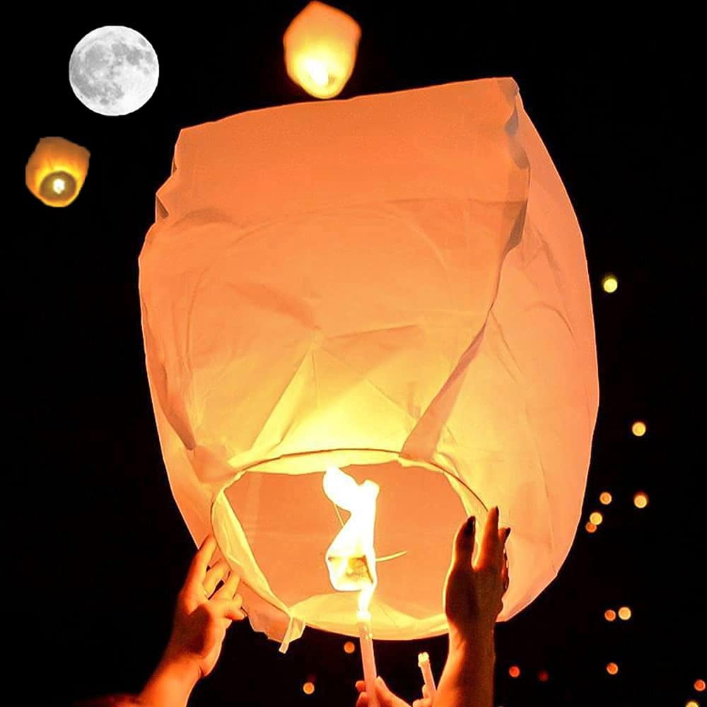 Chinese Paper Lanterns (10 Packs),100% Biodegradable Eco Friendly Colorful Lanterns for Weddings, Birthdays, Memorials