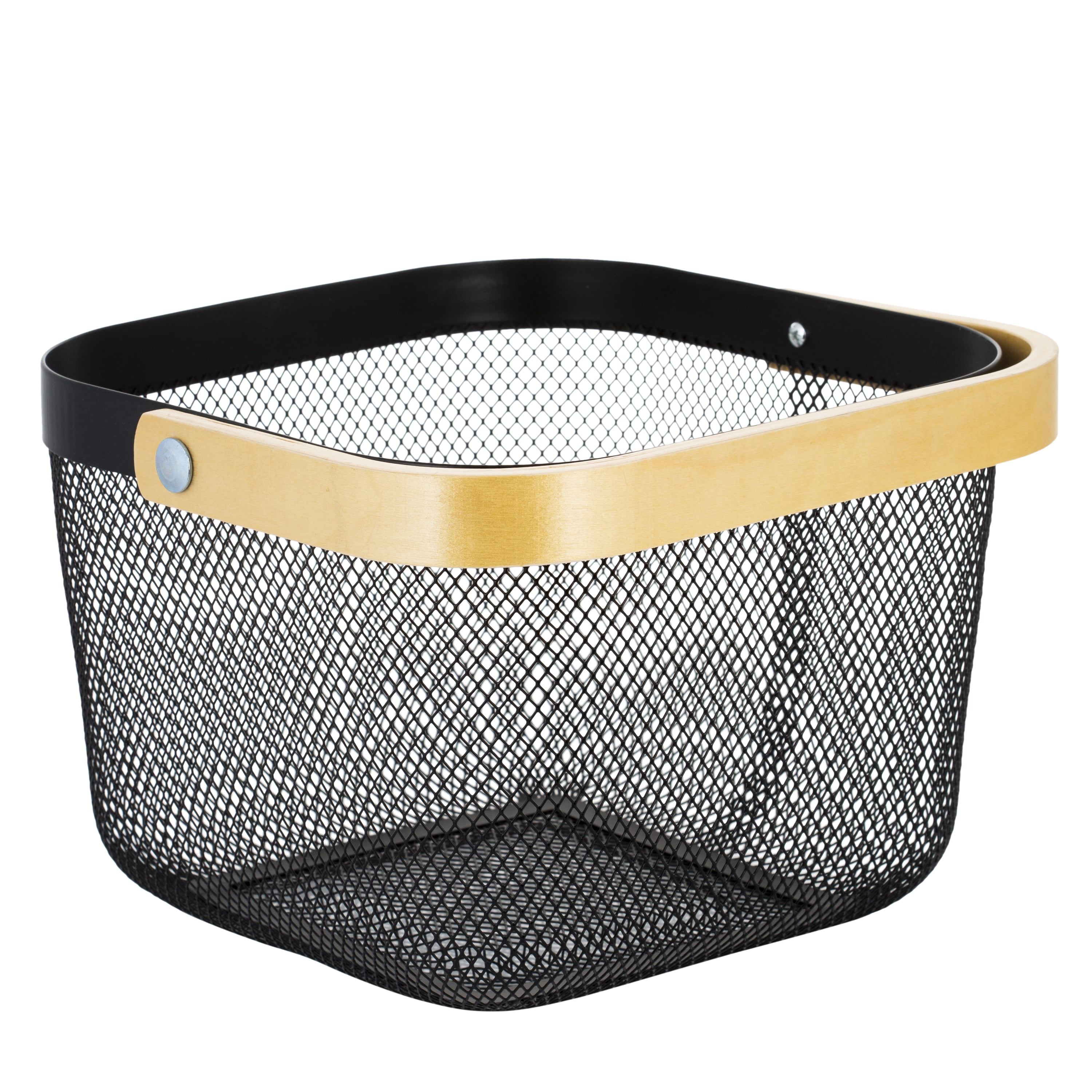 Simplify Mesh Tote Basket with Bamboo Handle in Black