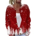 thumbnail image 3 of Christmas Sweaters for Women Plus Size Casual Shiny Snowflake Print Lightweight Button Knit Cardigan Sweater Long Sleeve Open Front Cozy Trendy Fall Winter Womens Sweaters Wine L, 3 of 6