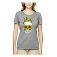 thumbnail image 2 of Skull Sunflower Skeleton Bandana Inspirational/Christian Womens Graphic T-Shirt, Heather Grey, 2XL, 2 of 3