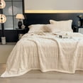 thumbnail image 1 of PRETXORVE Solid-Color Soft Carved Floral Designs Multi-Functional Flannel Coverlet, 1 of 6
