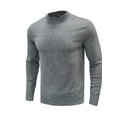 thumbnail image 4 of Grianlook Men Casual Solid Color Jumper Tops Crew Neck Knit Pullover Long Sleeve Knitted Sweaters Gray XL, 4 of 5