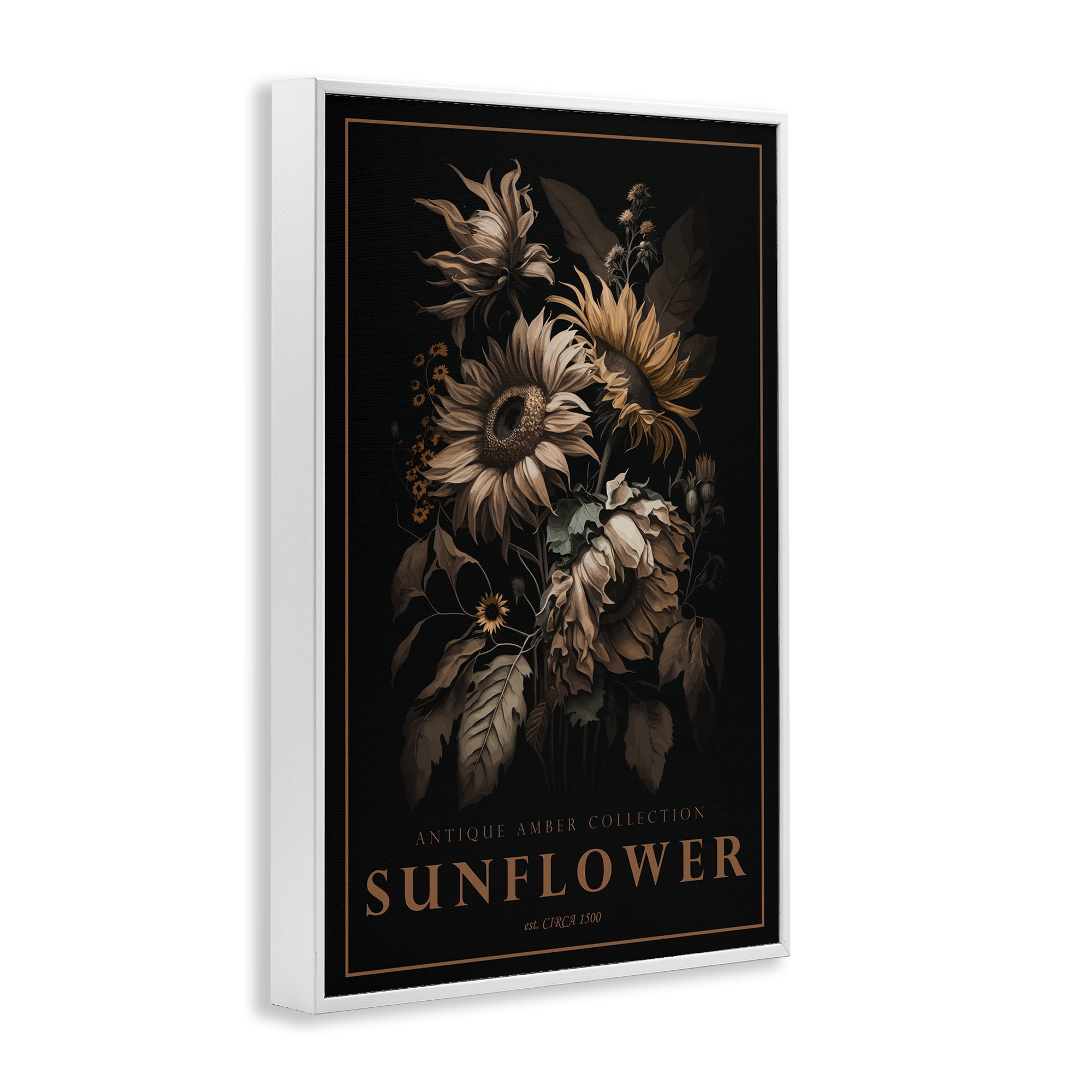 Stupell Industries Antique Sunflower Light White Framed Giclee Art, design by Chris Giampietro
