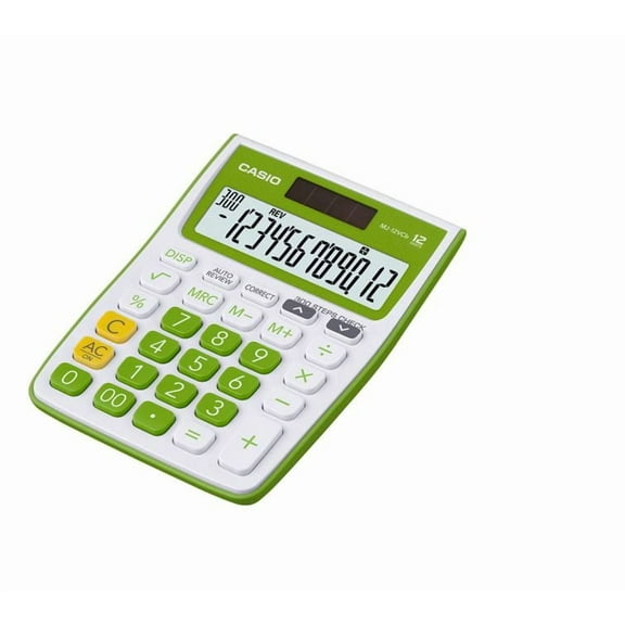 Casio MJ-12VCb-GN 300 Steps Check & Correct Colourful Desktop Calculator (Green)