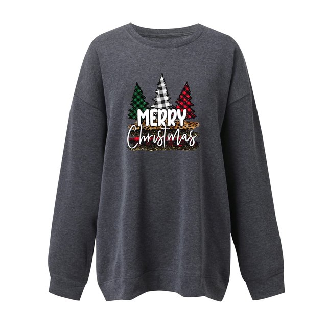Sudadera de Cuello Redondo de Navidad Para Mujer Moda Otoño Impreso Blusa de Manga Larga Suelta Casual Pullover Tops Odeerbi ODB196262