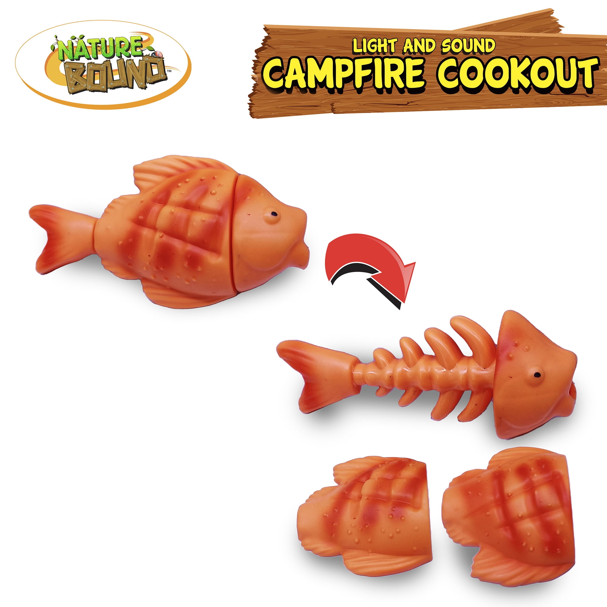 Nature Bound: Campfire Cookout - 13pc Light & Sound Camping Toy Playset, Crackling Campfire, S'mores-Lantern-Fish, In-Outdoor Pretend Play, Kids 3+