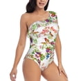 thumbnail image 3 of Haiem Birds And Flowers Women's One Piece Swimsuits Tummy Control One Shoulder Bathing Suits Ruffle Swimwear-X-Large, 3 of 8