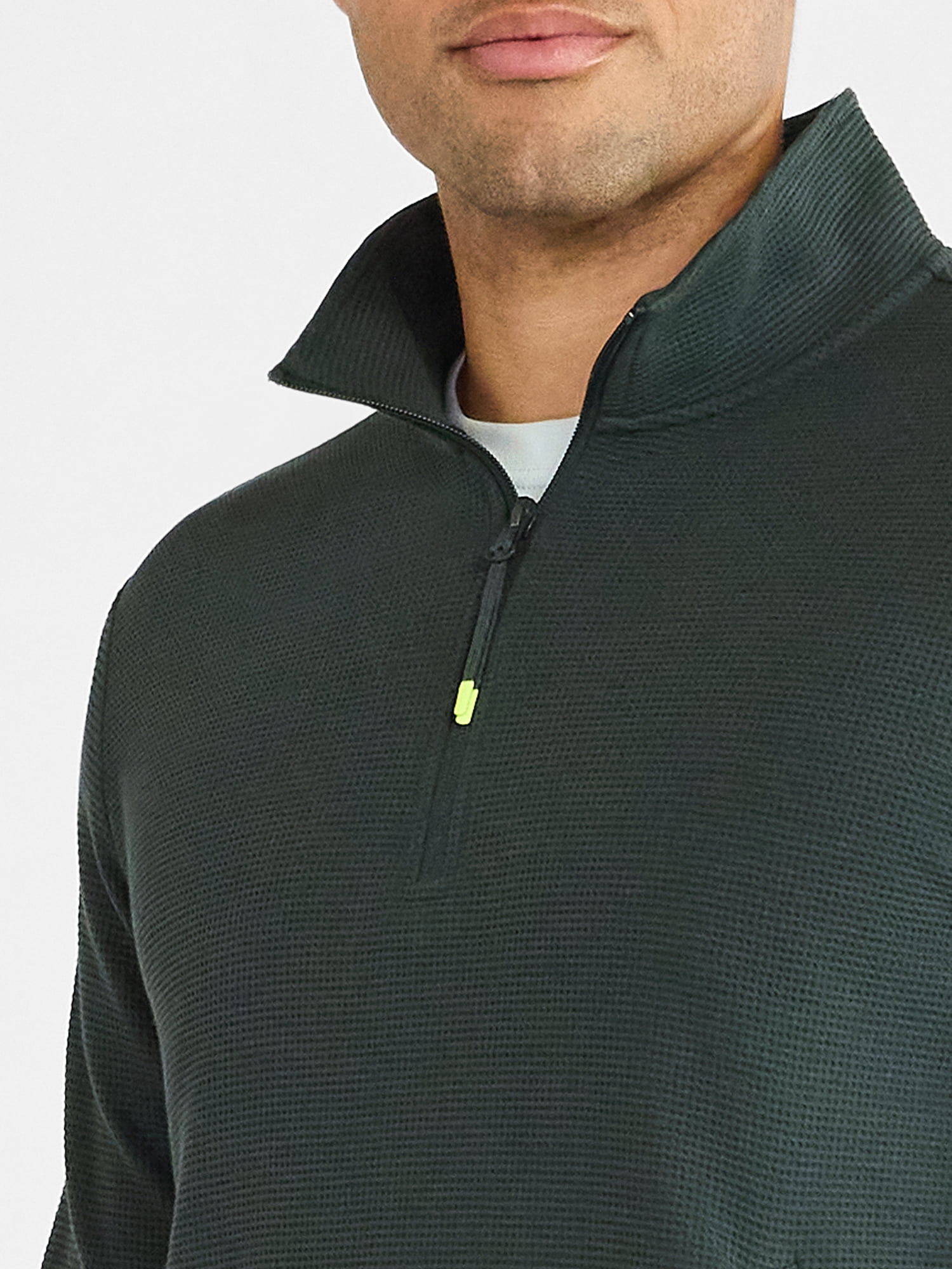 Athletic Works Men's and Big Men's Waffle Quarter Zip Pullover, Sizes S-3XL