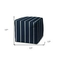 thumbnail image 3 of HomeRoots 17" Blue Polyester Cube Striped Indoor Outdoor Pouf Ottoman, 3 of 6
