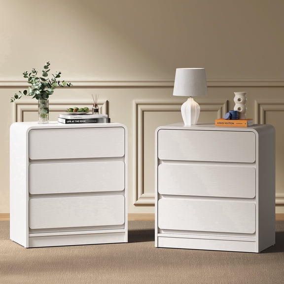 Heynemo Modern 3-Drawer Storage Dresser Set of 2 for Home and Office, White