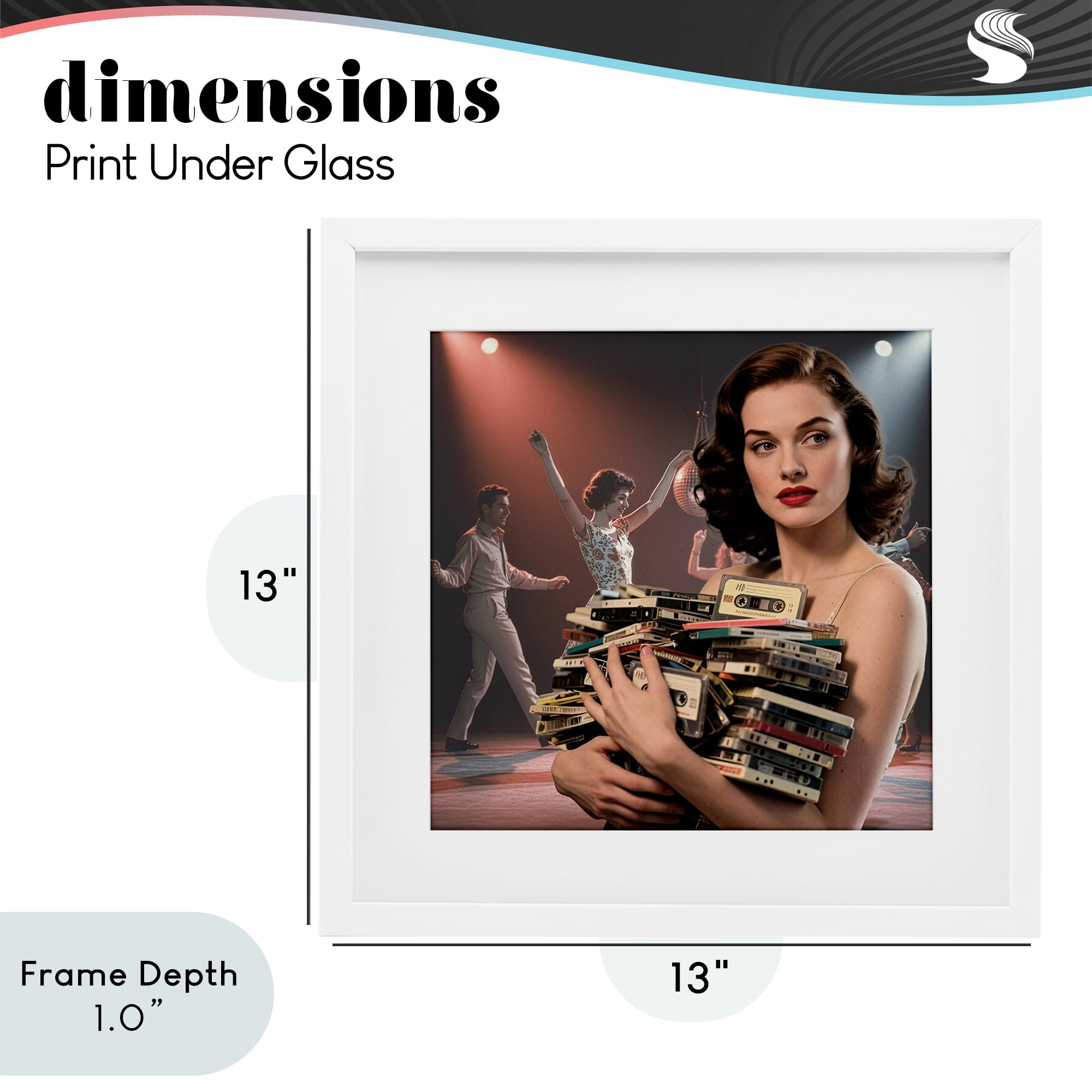 Stupell Industries Woman Holding Vintage Cassette Collection White Framed Print Under Glass, design by CAD Designs